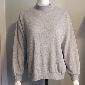 Lush Cozy Lined Pullover Sweater Sz L Gray Soft Minimalist Quietlux USA Made